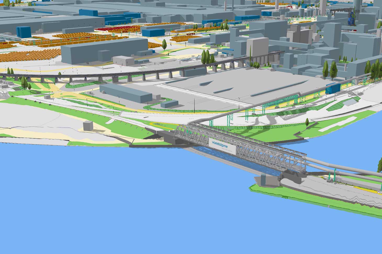 voestalpine port 3D model in the geoinformation system GIS