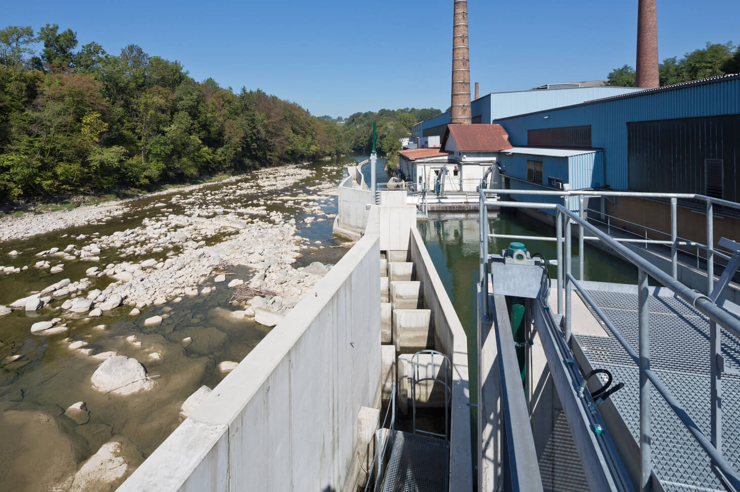 Fischaufstiegshilfen, sogenannten Fischtreppen am Ybbs Kraftwerk