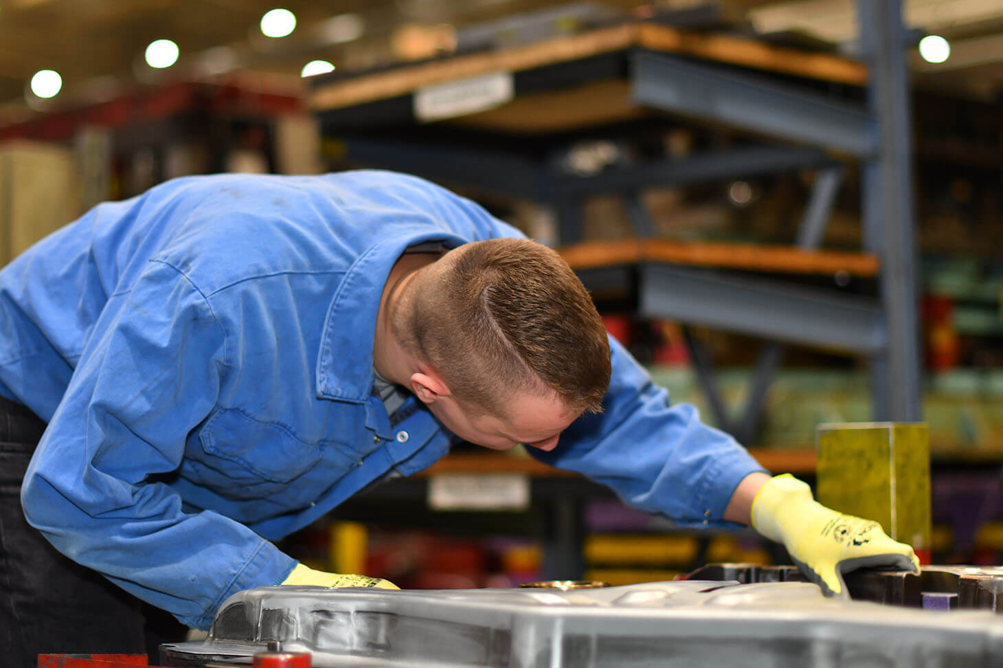 Willi carries out a quality inspection on a steel part